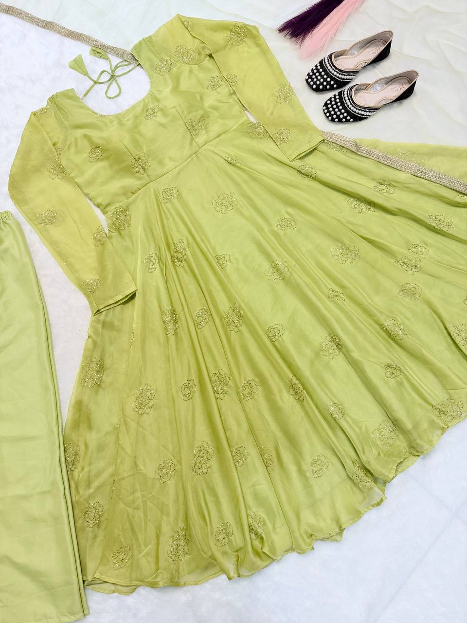 The Ethereal Sage Gilded A-Line Couture